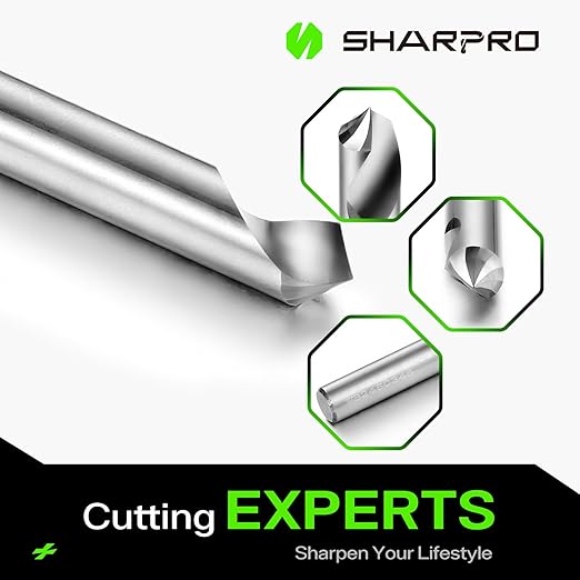 SHARPRO Chamfer Router Bits V Groove O Flute Spiral Router Bit 90 Degree 1/4 Inch Shank CNC Carbide V-bit for Engraving and Chamfering Lettering, Ideal for Wood, Acrylic and PVC
