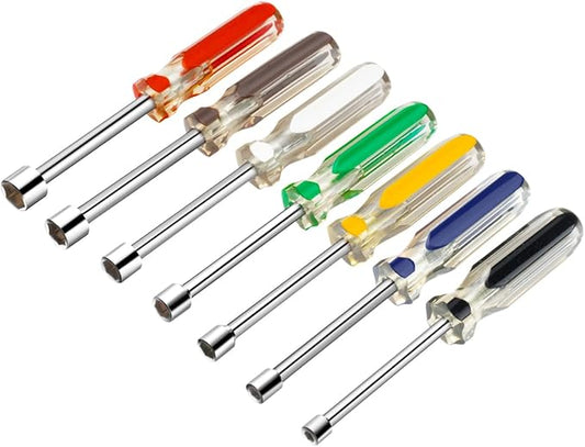 ROTATION 7pc Nut Driver Set 5/16" to 1/4" - Chrome Vanadium Steel, Comfort Grip for Automotive & Electrical Repair
