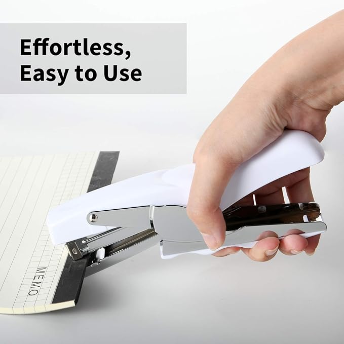 Stapler with 1000 Staples-Plier Stapler Save 60% Power,Good for Stapling at Home School or Warehouse (White)