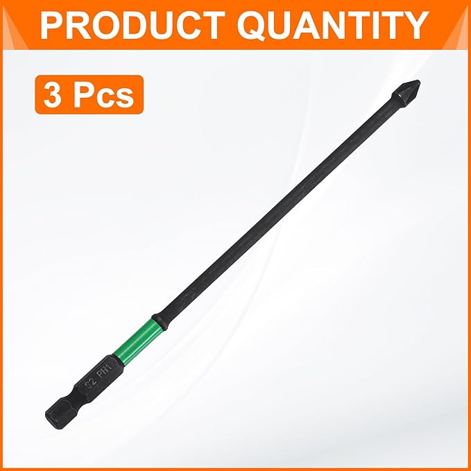 HARFINGTON 3pcs #1 Impact Phillips Screwdriver Bit PH1 1/4" Hex Shank 6" (150mm) Long 0.16" Rod Magnetic Cross Head Drill Bits S2 Steel Industrial Screw Driver for Impact Power Drivers