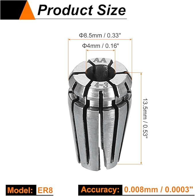 HARFINGTON Spring Collet Chuck ER8 4mm 65Mn Spring Steel Precision Router Collets for CNC Engraving Milling Lathe Tool