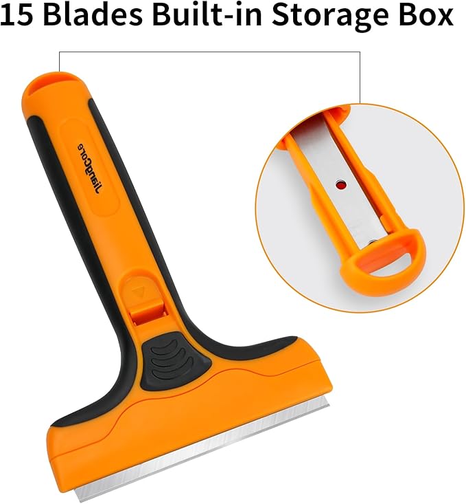 Wide Razor Blade Scraper Tool ??4" Scraper Tool with 15 Extra Replacement SK5 Blades,Glass Cleaner for Stove Tops, Windows, Paint Removal and Adhesive Residues
