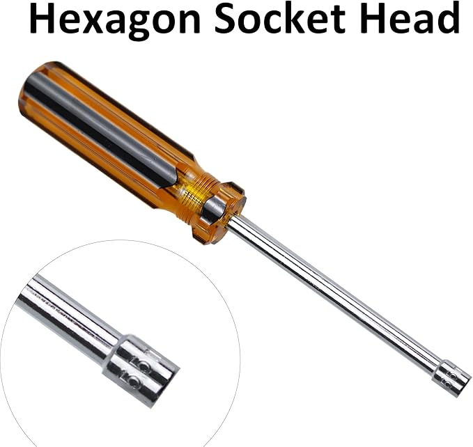 2Pcs 5.5mm Socket Wrench Screwdriver, Hex Socket Wrench High-Carbon Steel Hexagon Nut Driver Non-Magnetic Tip Hex Nut Screwdriver Hand Tool for Repairs(Plastic Handle)