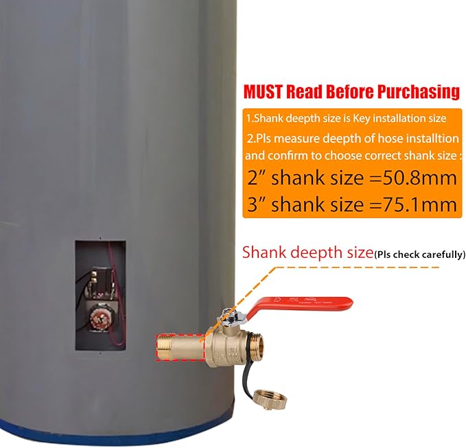 WHK Water Heater Drain Valve 3/4"MIP X 3/4" Male GHT Connection to drain or Flush Hot Water Heater Faster and Easy Big Full Port (Lead-Free Brass,3 Inch Shank with Long Handle,Straight)