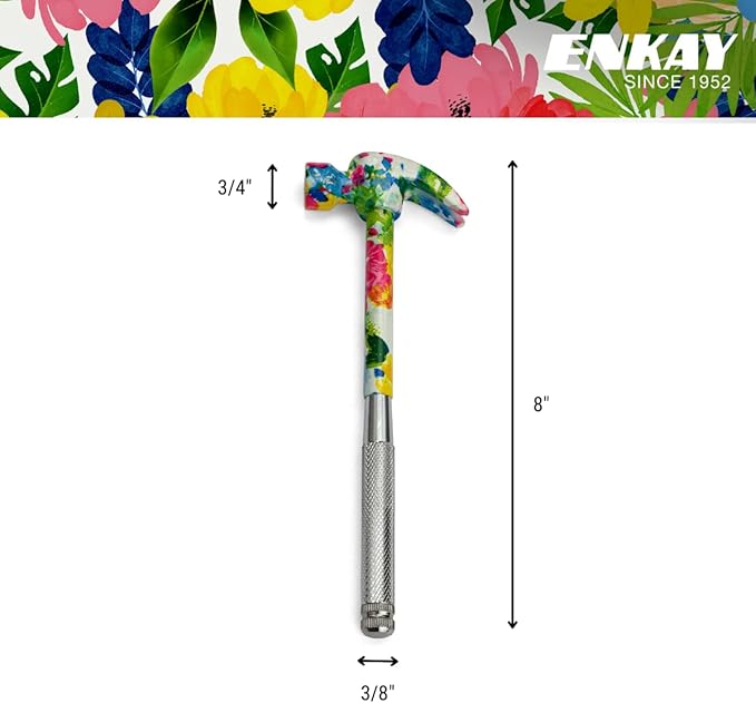 ENKAY - 6 in 1 Floral Hammer and Screwdriver, Multifunction Claw Hammer Tool with Flower Print (Pattern 1)