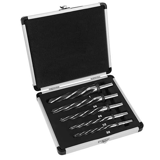 5PCS(3/8" 1/2" 5/8" 3/4" 1") Reamer Drill Bit,M2 HSS Tapered Reamer Drill Bit for Metal Wood Plastic, Bridge Construction Reamer with Non-Slip Shank,5-Spiral Flutes Bit
