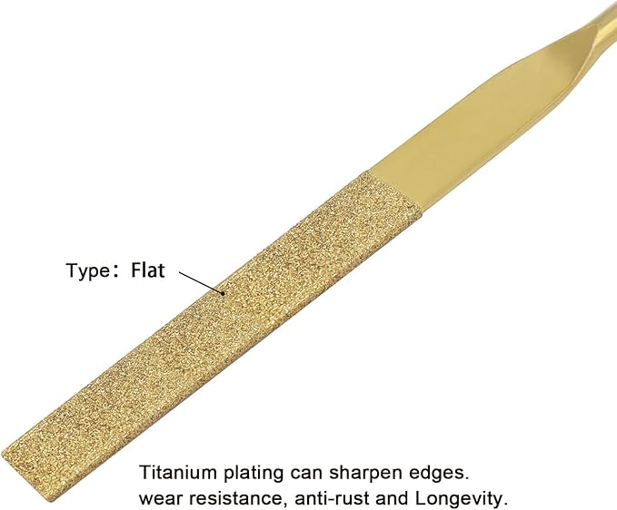 10 PCS Diamond Needle File (3×140mm) 150 Grit Titanium Coated Mini Metal Files Flat Files for Precision Metal File Work Miniature DIY Jewelers/Glass/Ceramic