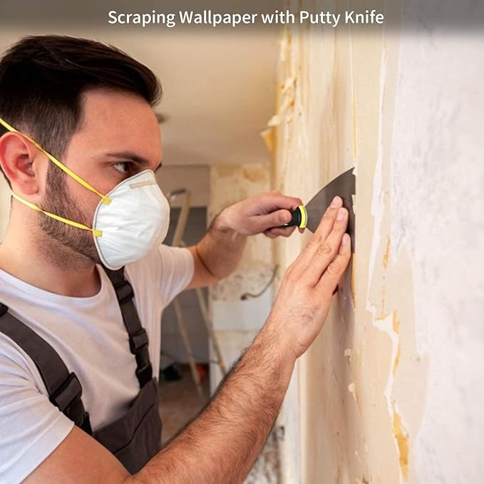 DEKEones Putty Knife Scrapers, Spackle Knife, Metal Scraper Tool for Drywall Finishing, Plaster Scraping, Decals, and Wallpaper (4 Pack, 5?? 4?? 3?? 1.5??Wide)
