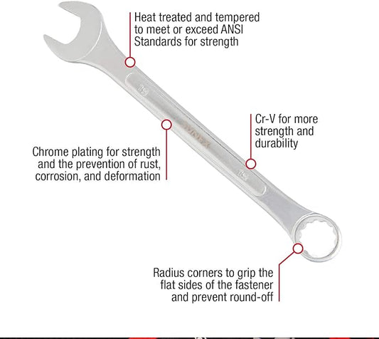 SUNEX TOOLS 9715A Metric Raised Panel Combination Wrench Set, 14 Piece