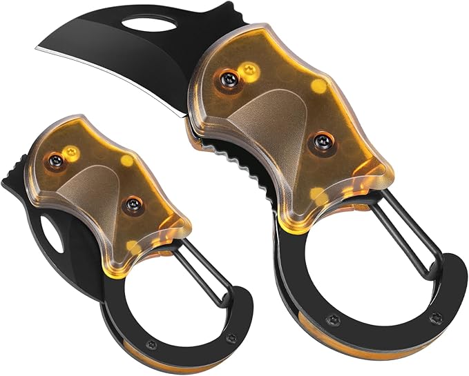 Small Pocket Knife, Cool Box Cutter with 1.34 inch Sharp Blade, EDC Knives Tool for Everyday Carry (Amber)