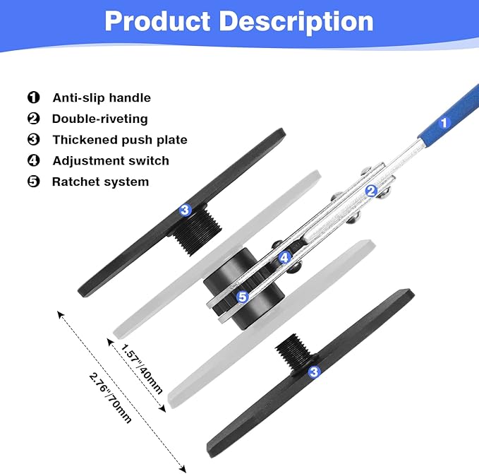 360째 Brake Caliper Press Tool with Double Caliper Hangers, Brake Piston Compression Tool, Ratchet Piston Spreader Automotive Tools, for Car Brake Repair & Instalation, Red