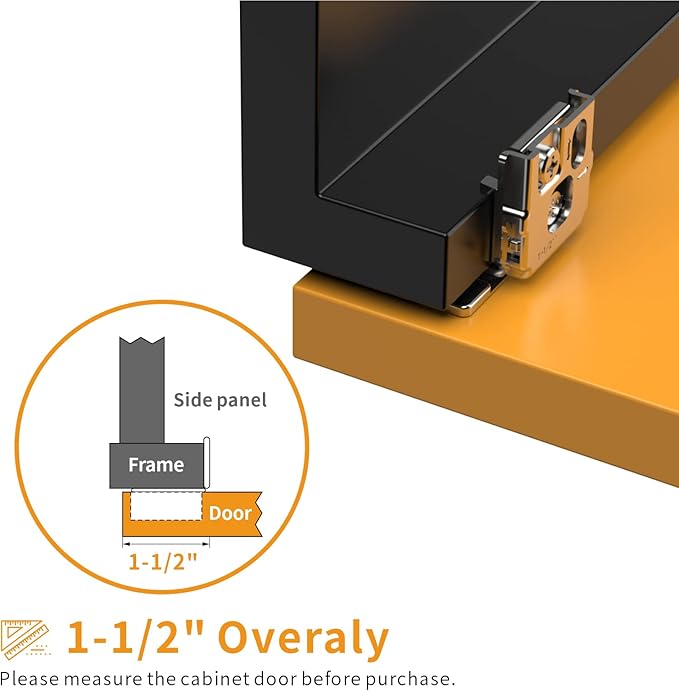 Chibery 8 Pack 1-1/2" Overlay 3D Soft Close Concealed Hinge for Face Frame Door, Satin Nickel, Hidden 105 Open Angle Stainless Steel Hinge for Kitchen Cabinet Door