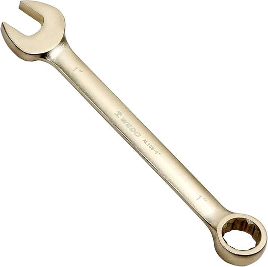 WEDO Non-Sparking Combination Wrench, Spark-free Safety Combination Spanner, Aluminum Bronze, Die-Forge, DIN 3113, BAM & FM Certificate, Size 15/16", 265mm Length
