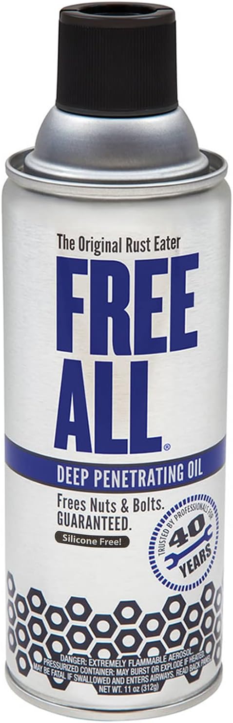Free All Rust Eater Deep Penetrating Oil, 11 oz Aerosol ??Loosens Rusted Bolts, Nuts, Pipe Connections & Locks ??Industrial-Grade Rust Remover, Silicone-Free Lubricant, Safe on Paint, Plastic Surfaces