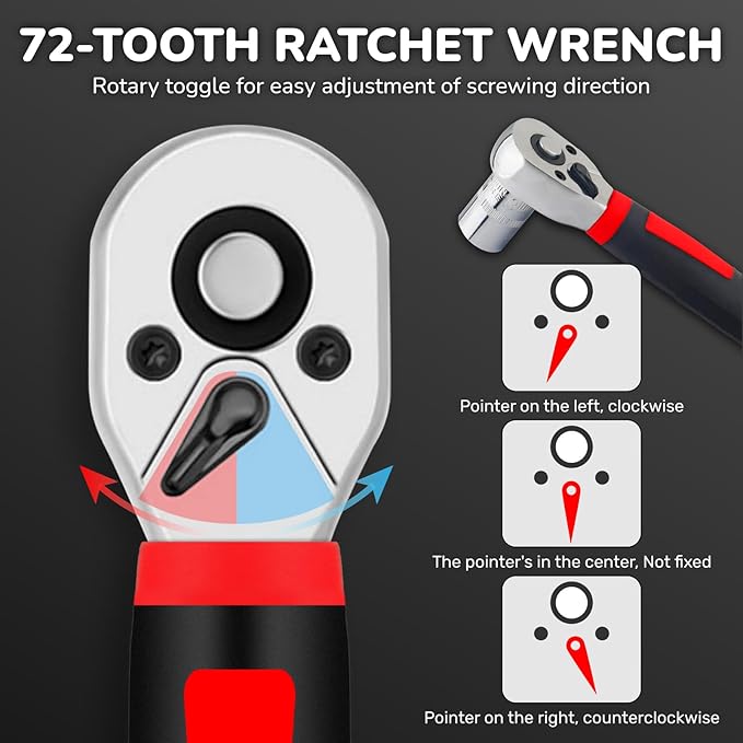 48 Pcs 1/4 Inch Ratchet Socket Wrench Set and Screwdrivers Bit Set with 2" Extension Bar and Magnetic bit Splicer Bar, Suit for Home Maintenance, Auto, Motorcycle, and Bicycle Repair
