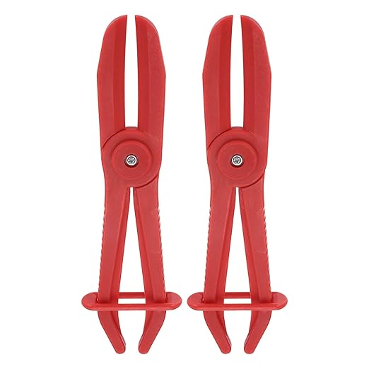 uxcell 2Pcs Hose Clamp Pliers, 10" Hose Pinch Off Pliers Plastic Straight Line Pinch Clamps Plier for 0-2.56 Inch Width Automotive Radiator Fuel Brake Gas Lines, Red
