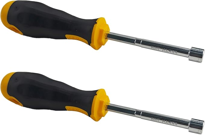 2PCS 7mm Socket Wrench Screwdriver, High-Carbon Steel Hex Nut Driver with Comfort Grip Handle for DIY Repairs & Hand Tools