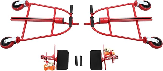 Furniture Moving Tool Set of 2 Manual Furniture and Crate Mover 1300 lbs Capacity Multifunctional Handling Tools for Moving, Warehousing, Furniture Stores (Red)