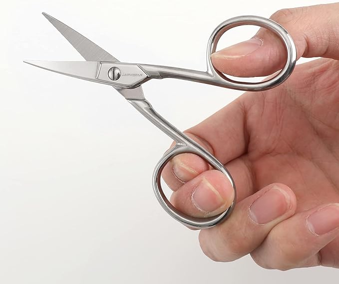 JARVISTAR Small Embroidery Curved Scissors, 4??Forged Stainless Steel Detail Craft Cutter, Sharp Pointed Tip for Fabric Sewing, Needlework, Yarn and DIY Crafts