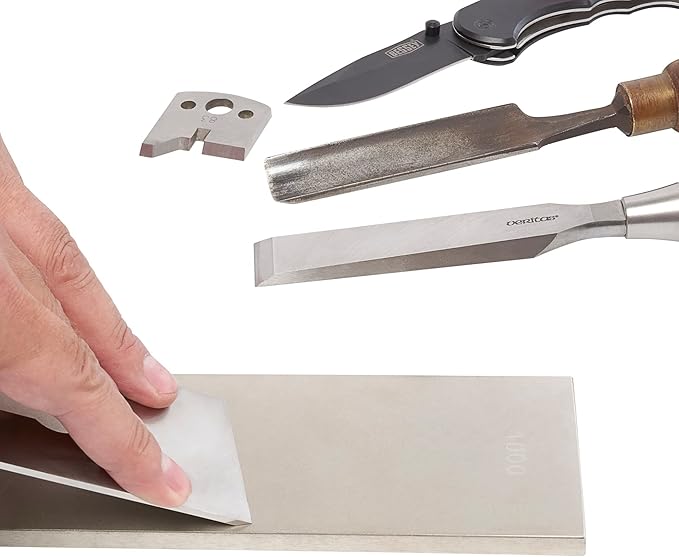 Trend 8-Inch Diamond Sharpening & Flattening Stone, Double Sided (180/600 Grit) Bench Stone with Pouch, Cleaning Block & Non-Slip Mat, DWS/CP8/FX