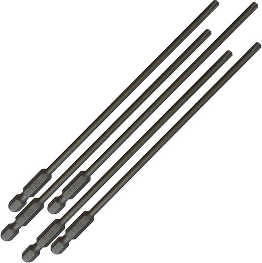 T20 x 6" Torx/Star Drive Quick Change Shank Bit for Screws and Fasteners Requiring T20 Size Long Bits (5 Pack)