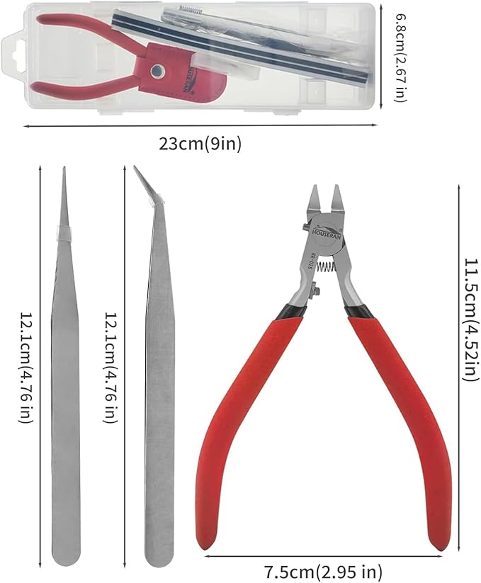 4.52inch Model Nippers, Modeling Tools for Plastic Models, Model Nippers 9pcs set, Gundam Tool Kit, Model Building Tools, Plastic Model Clippers, Hobby Tools for Miniatures