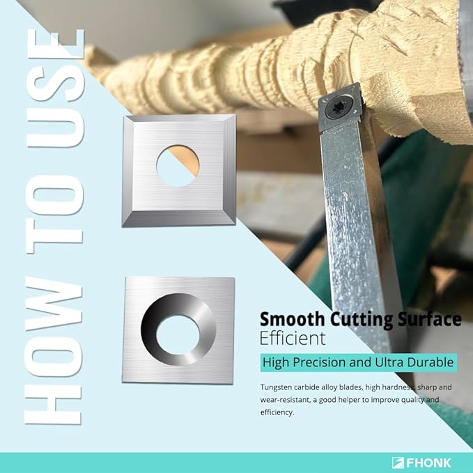 11mm Square Straight Carbide Cutters, for Woodturning Replacement Cutter Knives, Fits Spiral, Helical Planer Cutter, Wood Lathe Turning Tool, 10-Piece (11x11x2.0-30째)