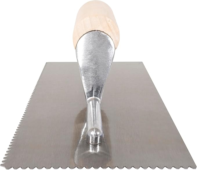 Capitol 115111 Professional Flooring Adhesive Trowel-1/8??x 1/8" x 1/16" Flat-Top V-Notch, Silver/Light Wood