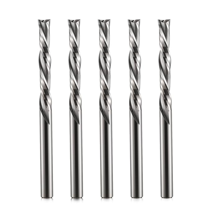 Downcut Spiral Router Bits 1/8 inch Shank, 1/8 inch Cutting Diameter ，3/4 inch Cutting Length,Solid Carbide CNC Router Bits End Mill for Wood Cut, Carving