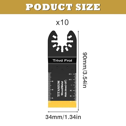 10PCS Titanium Multitool Blades, Oscillating Saw Blades Metal Cutting for Nails Wood Plastic and Hard Material Oscillating Tool Blades Kit fit Dewalt Rockwell Milwaukee Bosch