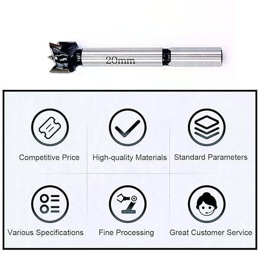 Forstner Drill Bits 20mm (25/32 inch) Tungsten Carbide Wood Hole Saw Auger Opener Woodworking Drilling Tool Wood Cutter