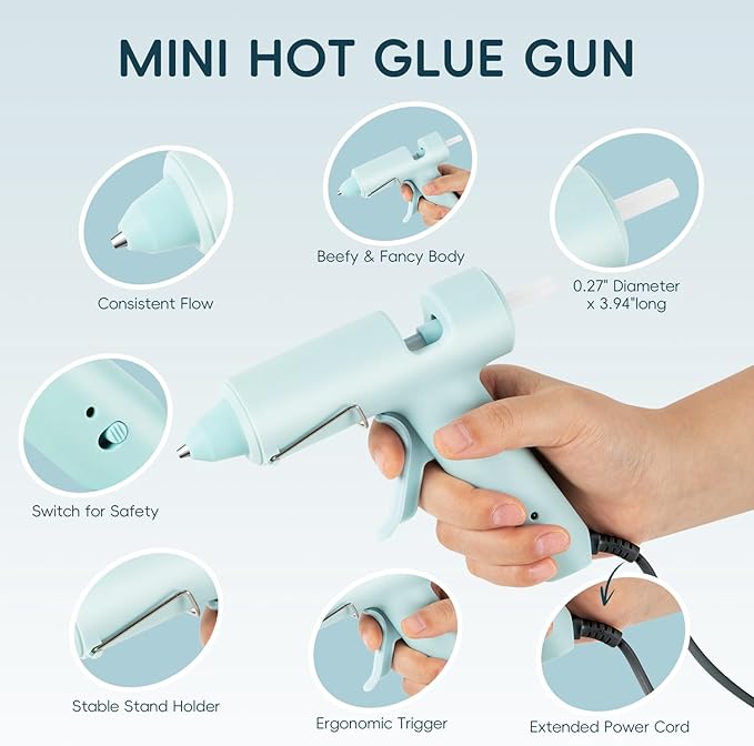 Hot Glue Gun, Mini Hot Glue Gun Kit with 30 Glue Sticks, Consistent Flow, Fast Heating& Ergonomic Design for School Arts& Crafts, DIY Projects and Home Repairs& Decoration