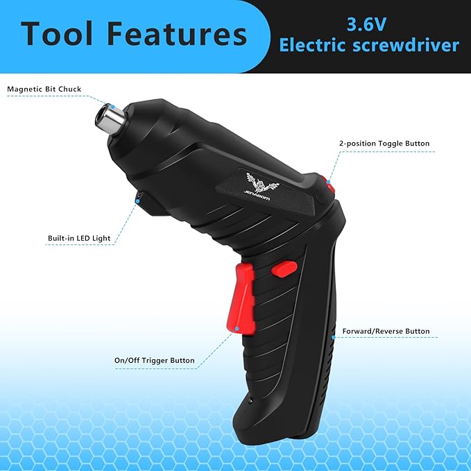 28 in 1 Electric Screwdriver Cordless Rechargeable Small Power Drill Set 3.5Nm Max Torque Electric Rotatable with LED Light Screwdriver for Home Office DIY Tools (Black)