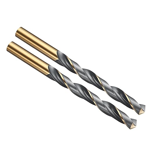 PATIKIL 11.5mm Drill Bit, Jobber Straight Shank 4341 High-Speed Steel 118째 Black and Gold Finish for Medium-Hard Metal Steel Acrylic - 2 Pack