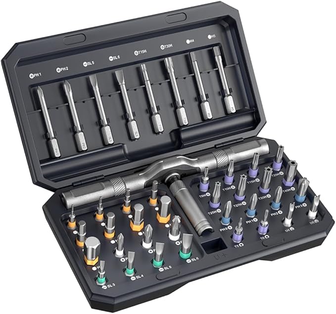 42 in 1 Magnetic Screwdriver Set, Multi Bit DIY Ratchet Screwdriver Set T Handle Detachable, Compact and Portable Versatile Precision Tool Kit for PC, Furniture, Bicycle