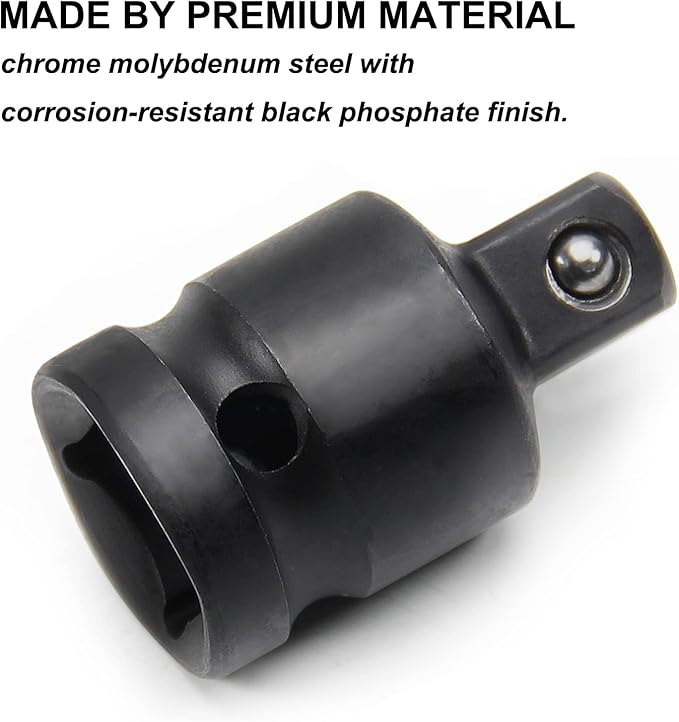 Utoolmart 1/2 Inch Drive (F) x 3/8 Inch (M) Impact Socket Adapter for Ratchet Wrenches, Female to Male, Cr-Mo