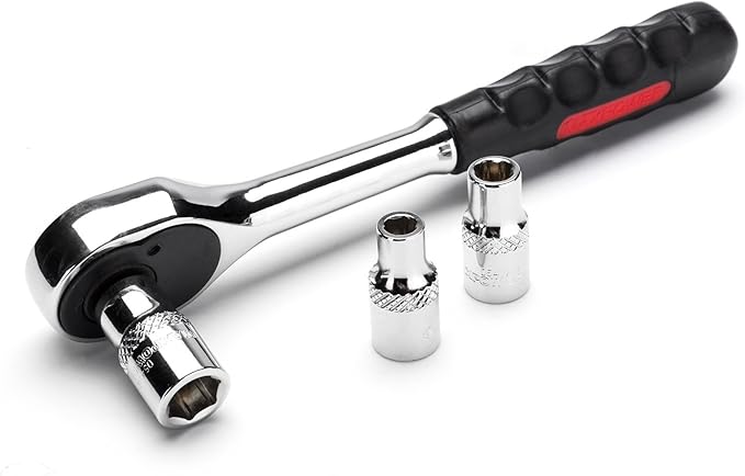 MAXPOWER 11-Piece 1/4" Ratcheting Socket Wrench Set Quick Release Reversible Ratchet Handle and Swappable Spanners Inch Imperial Sockets with Hanging Rack