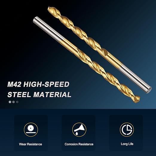 PATIKIL 4.7mm Drill Bit, M42 8% Cobalt High-Speed Steel Jobber Straight Shank 135° Titanium Nitride (TiN) Coated for Hard Metal Stainless Steel - 1 Pack
