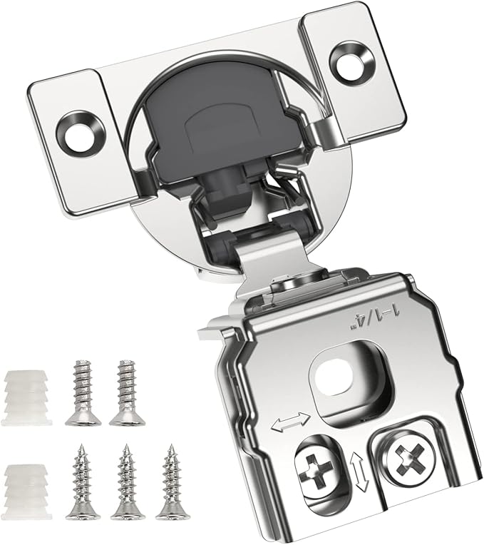 Chibery 20 Pack 1-1/4" Overlay 3D Soft Close Concealed Hinge for Face Frame Door, Smooth Slow Self Closing Hinges, Satin Nickel, Hidden 105째 Open Angle Stainless Steel Hinge for Kitchen Cabinet Door