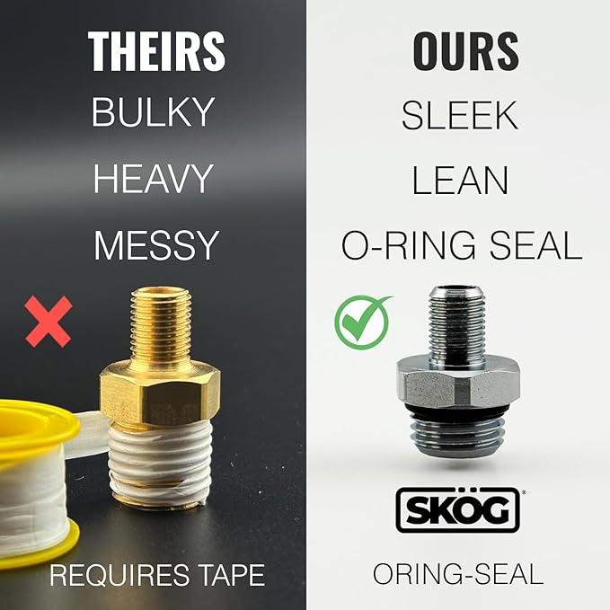 SK횜G Self-Sealing Tire Inflator Adapter (2 Pack) ??1/4??NPT Male to Schrader Valve, Leak-Free O-Ring, No Tape Needed