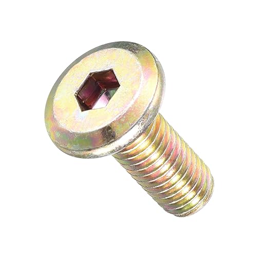METALLIXITY Flat Head Hex Socket Cap Screws Bolts(M8-1.25x20) 10Pcs, Steel Hex Socket Furniture Bolts Screws - for Furniture Woodworking Project, Yellow