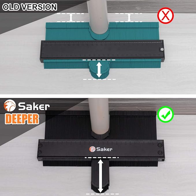 Saker Contour Gauge Profile Tool- Adjustable Lock-Precisely Copy Irregular Shape Duplicator - Must Have Tool for DIY Handyman, Construction (BLACK+10INCH)