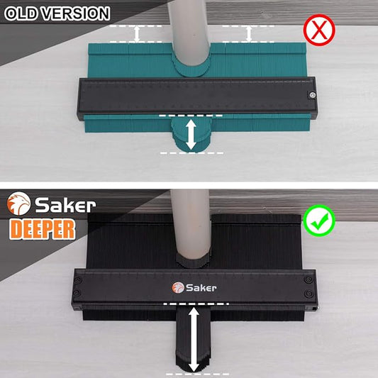 Saker Contour Gauge Profile Tool- Adjustable Lock-Precisely Copy Irregular Shape Duplicator - Must Have Tool for DIY Handyman, Construction (BLACK+10INCH)