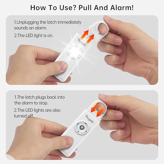 Thopeb?밫he Original Personal Safety Alarm for Women Self Defense ??Elders & Kids Self Defense Keychain Siren ??135dB Loud Siren Bird Sound ??Cute Key Chains Protection (White)