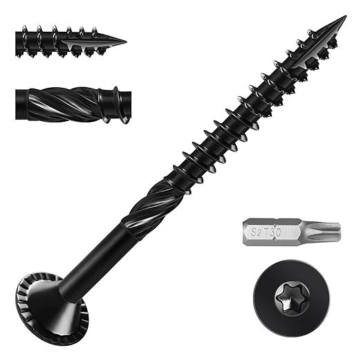 Deck Screws #14 x 2-1/2 inch, (117pcs) 2.5lb Heavy Duty Outdoor Wood Screws,Black Rust Resistant Epoxy Coated,Torx Drive Head,with T30 Star Bit
