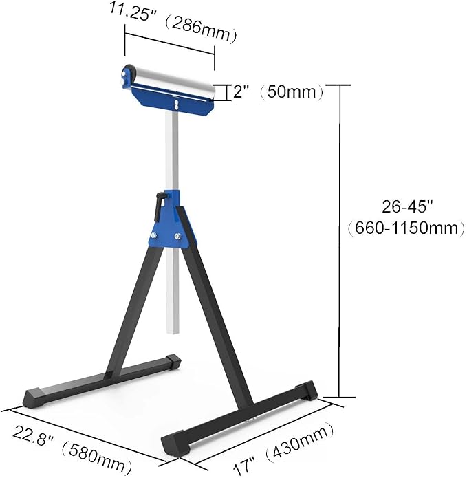 2 of Folding Roller Stand, Height Adjustable, Heavy Duty 300 LB Load Capacity Each, Outfeed Woodworking, Folds Flat for Easy Storage, Twin Pack, KF3015
