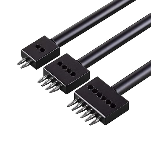 3Pcs Prong Punch Tool Set for Leather Crafts, 2/4/6 Prong Round Hole Tooth Punches, Ideal for DIY Diamond Lacing & Stitching, with 4MM Row Hole Punch - Essential Leather Craft Kit