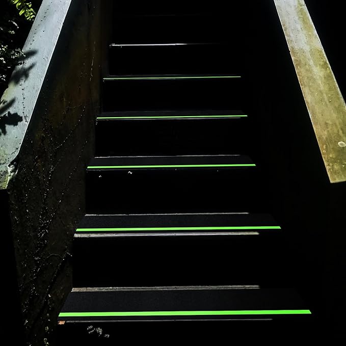 5 Pieces Anti Slip Tape with Glow in Dark Stripe Non Slip Tape with Luminous Stripe Anti Slip Grip Tape for Stairs Anti Slip Traction Tape, 6 by 24 Inches (Luminous)