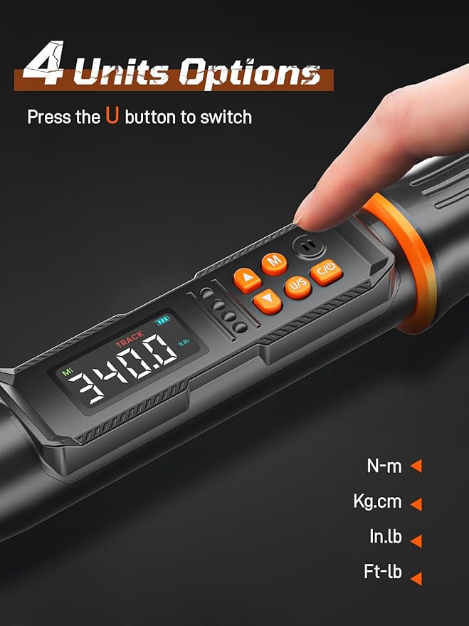 Fanwiike 1/2" Drive Digital Torque Wrench, 12.54-250.8 Ft.lb /17-340 Nm, Foot Pound Torque Wrench Electronic with Buzzer & LCD Indicator, Torque Wrench Set for Cars Automotive, 짹2% Accuracy