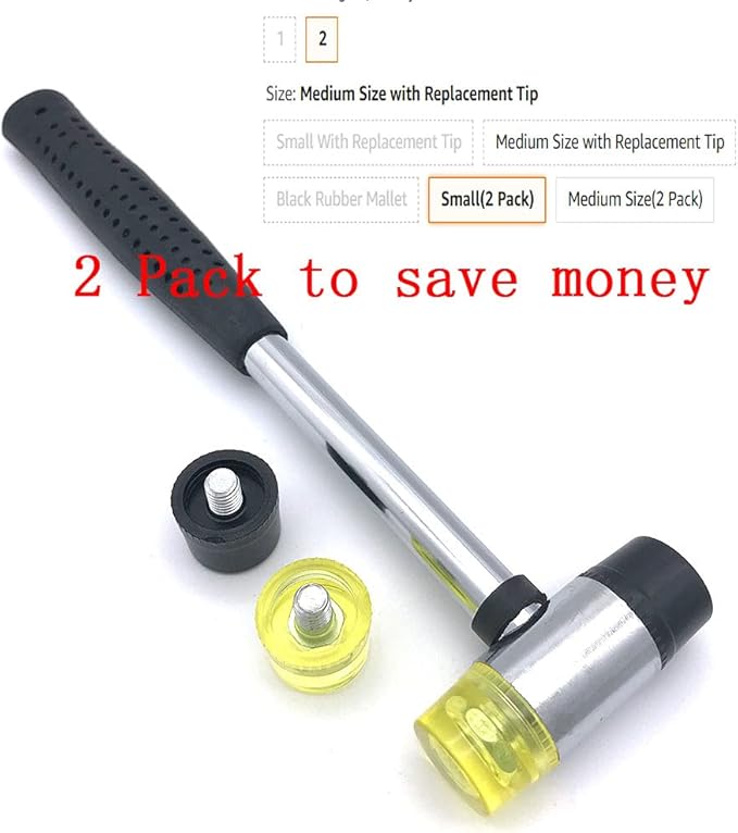 Small Plastic and Rubber Hammer with 2 Head Tip for Jewelers Kid or women Double-Faced Rubber Soft Head Hammer for Jewelry Leather Wood Usage or Light Tapping Work Lightweight (1, Small)